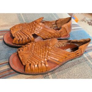 Sanchez Woven Leather Sandals‎ Men's 11.25"  Brown Slip On Huarache Handmade